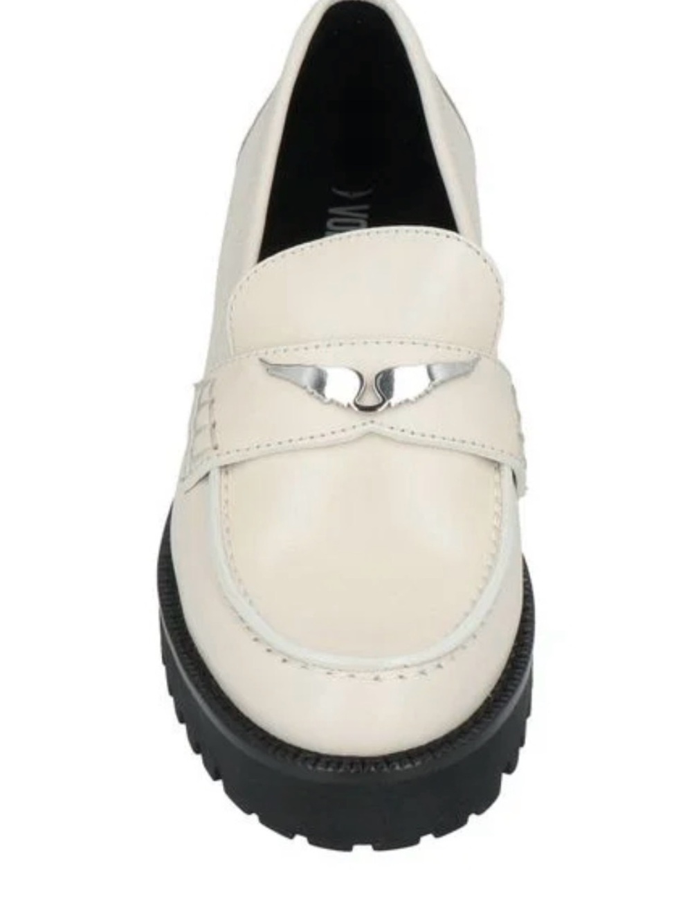 Zadig & Voltaire Cream Leather Platform Moccasins with Silver Accent